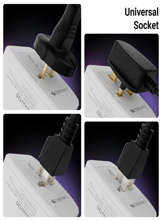 Zebronics 1500W All-in-One Universal Travel Adapter, Upto 6A, Universal Socket, Swappable Pins for EU|KR|UK|US|JP|AUS|CN, for Mobile, Tablets, Laptops, & Grooming Devices (Travmate 120) - Image 3